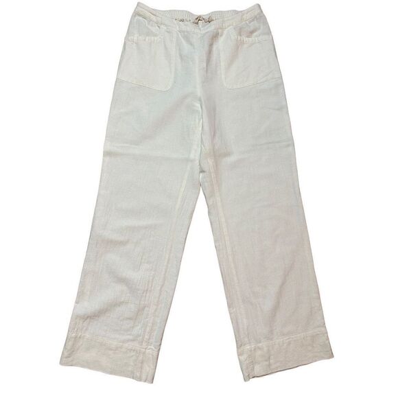 Soft Surroundings Women’s Straight Leg Gauze Pull On Pants Cream sz Small - Picture 2 of 12